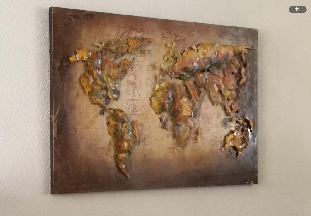Metaal 3D wereldkaart, Ophalen, Zo goed als nieuw, 100 tot 125 cm, Overige typen