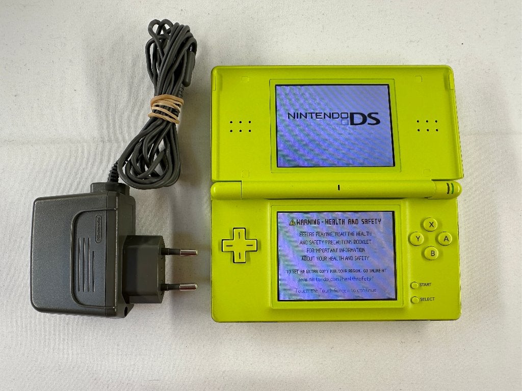 Nintendo DS Lite Lime Groen + oplader - defect scharnier, Nintendo, Gebruikt, Onbekend, Ophalen of Verzenden