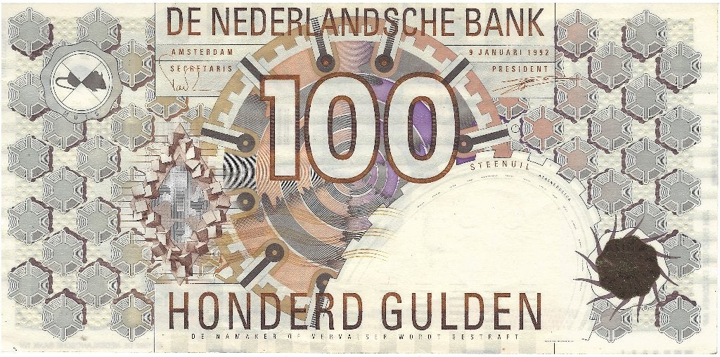 100 gulden 1992 Steenuil UNC  Drupsteen scherpe hoeken, Ophalen of Verzenden, 100 gulden, Los biljet
