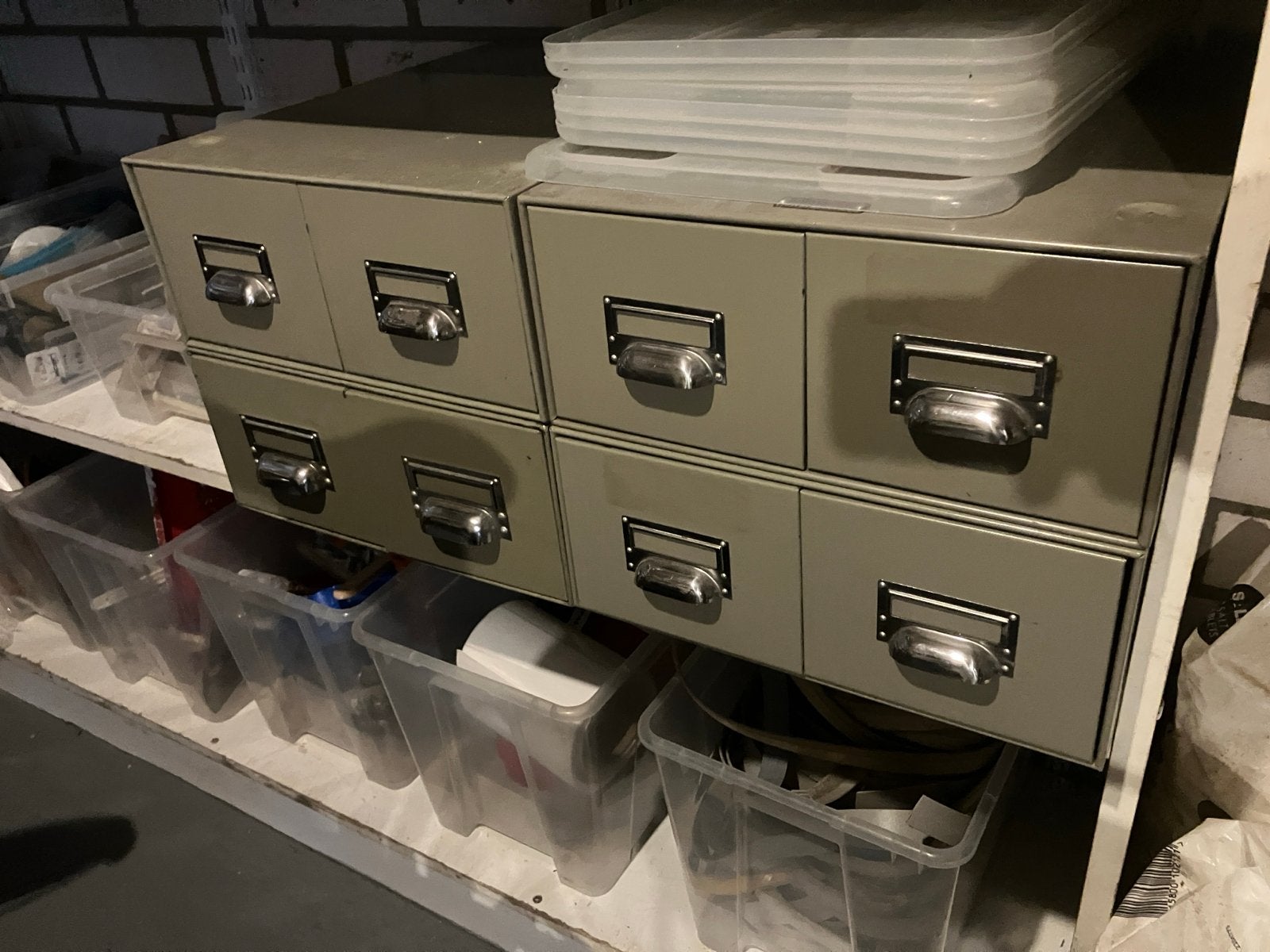 4 Vintage stalen ladeblokjes met 2 multifunctionele lades, Ophalen, Gebruikt