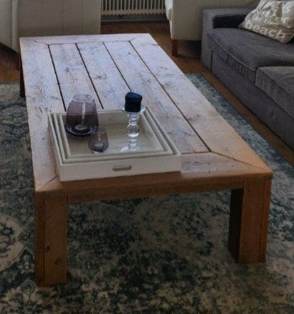 Steigerhouten salontafel - Gebruikt, maar in goede staat, Ophalen, Gebruikt, Rechthoekig, Overige houtsoorten
