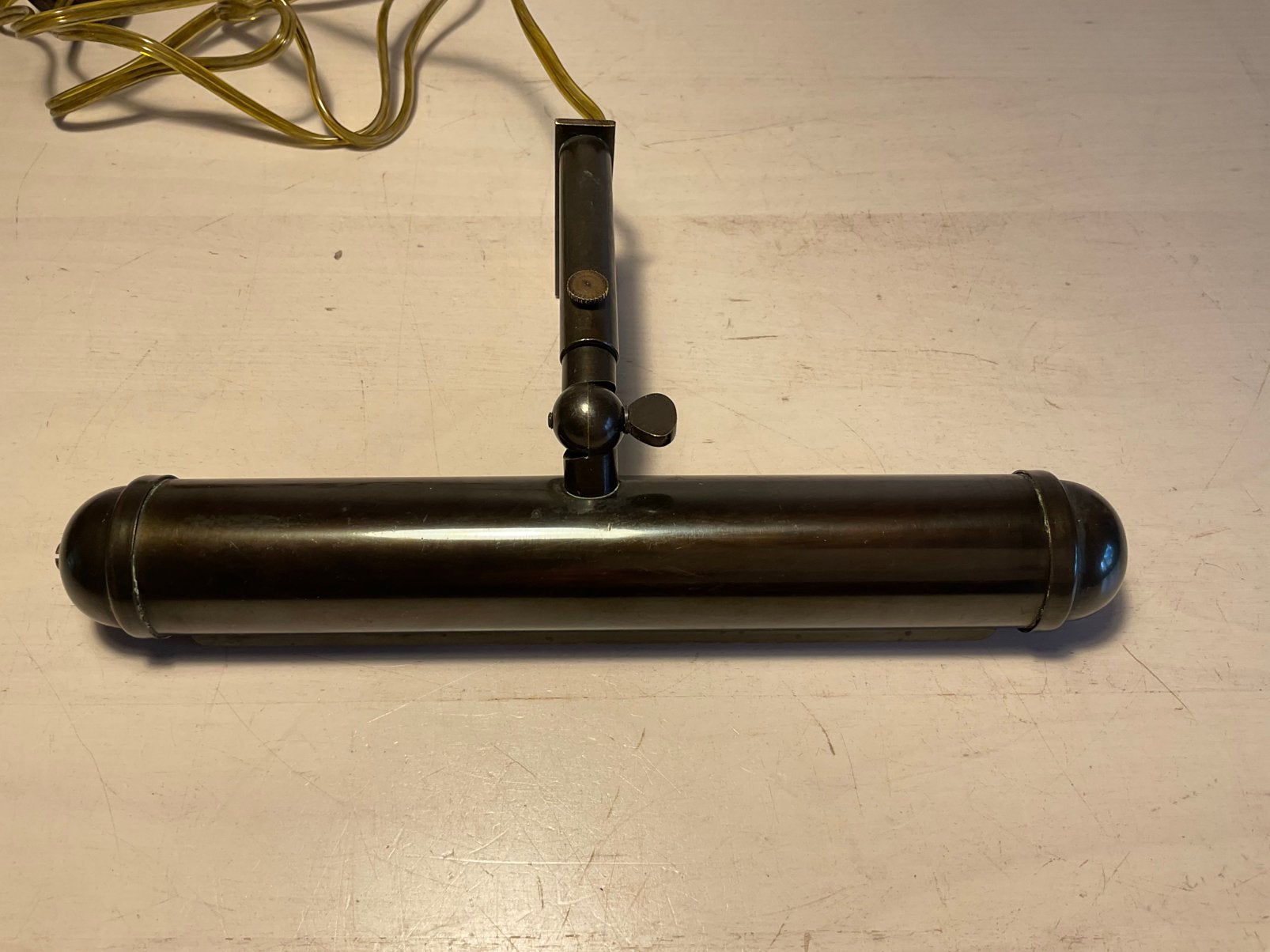 Schilderijlamp messing koperkleurig ca 22,5 cm, Gebruikt, E14 (klein), Ophalen of Verzenden, Overige kleuren