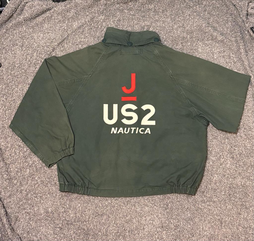 Nautica US2 Vintage windbreaker jas- Groen, Ophalen of Verzenden, Gedragen, Maat 52/54 (L), Groen