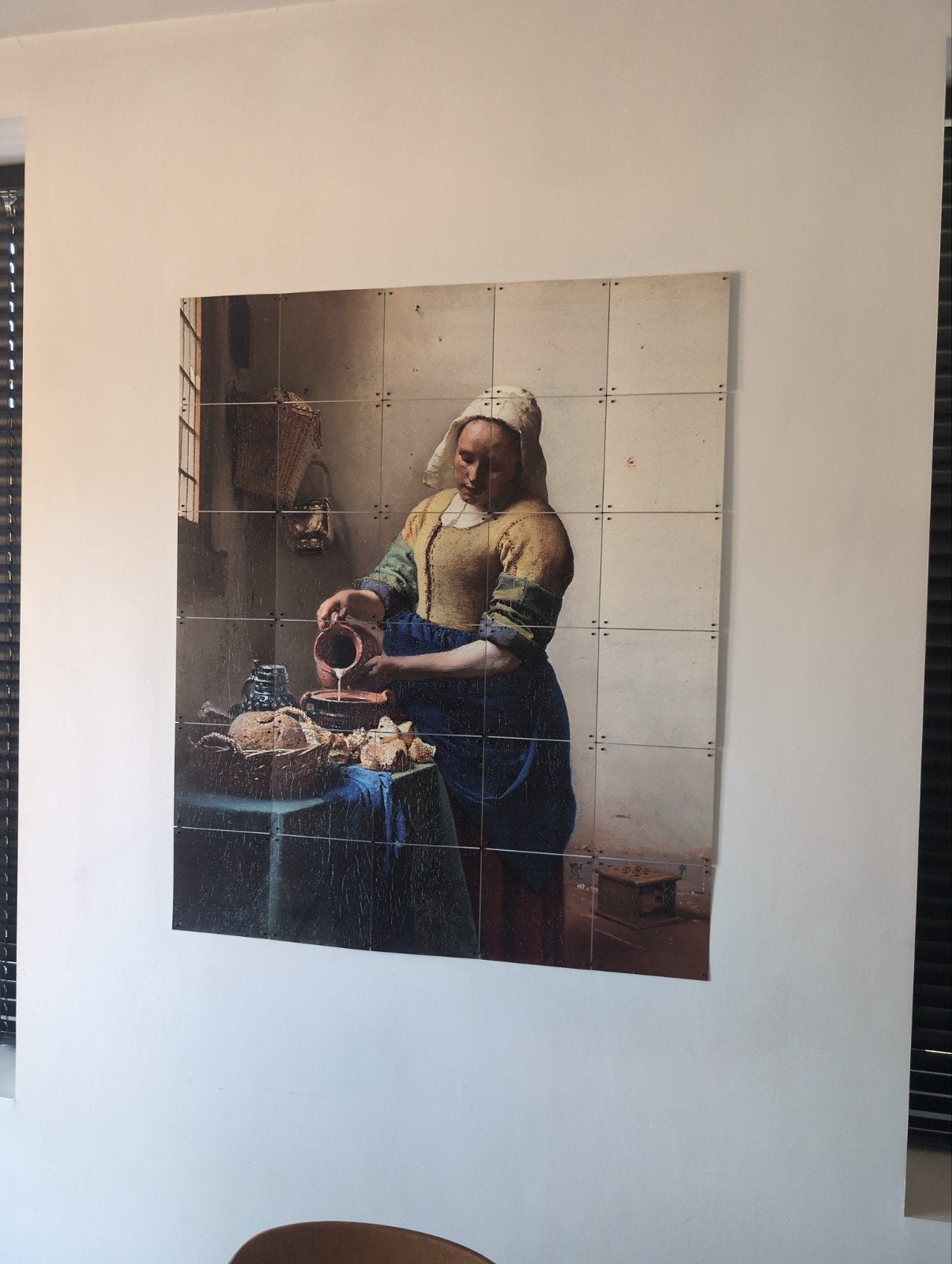 IxxI  Wandtegelpaneel 'Het Melkmeisje' van Vermeer, Meerkleurig, Ophalen of Verzenden, Zo goed als nieuw, Wandtegel