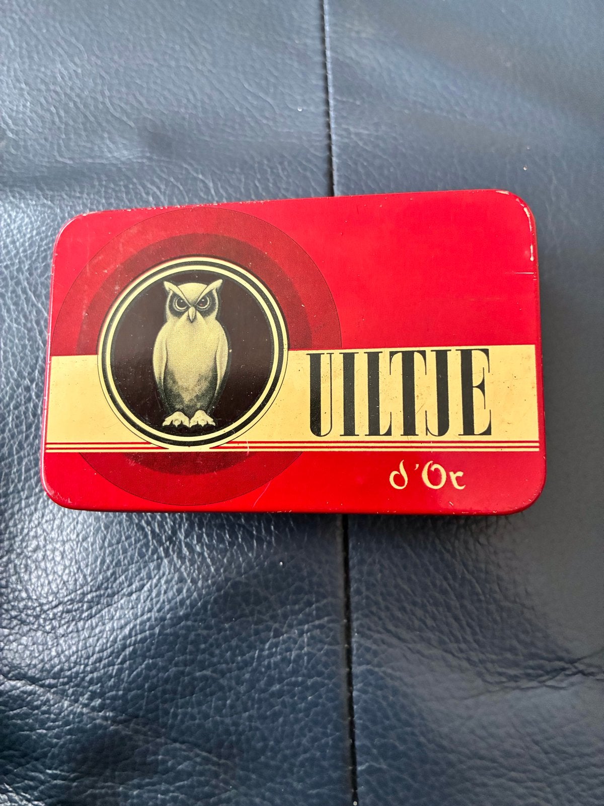 Vintage Uiltje d'Or blikje - La Bolsa Kampen Holland, Verzamelen, Blikken, Ophalen of Verzenden, Gebruikt, Overige, Overige merken