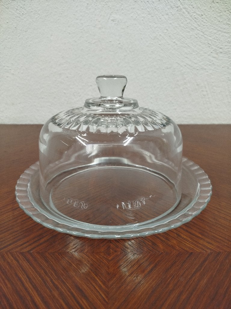 Prachtige Arcoroc France glazen kaasstolp/gebakstolp, Vintage, Ophalen of Verzenden, Glas, Schaal of Schalen