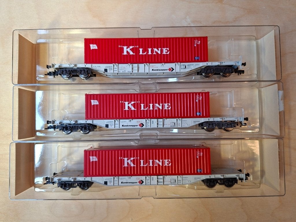 Fleischmann 5247 containerwagon K line – 3x – prijs per stuk, Hobby en Vrije tijd, Gelijkstroom, Fleischmann, Wagon, Ophalen of Verzenden