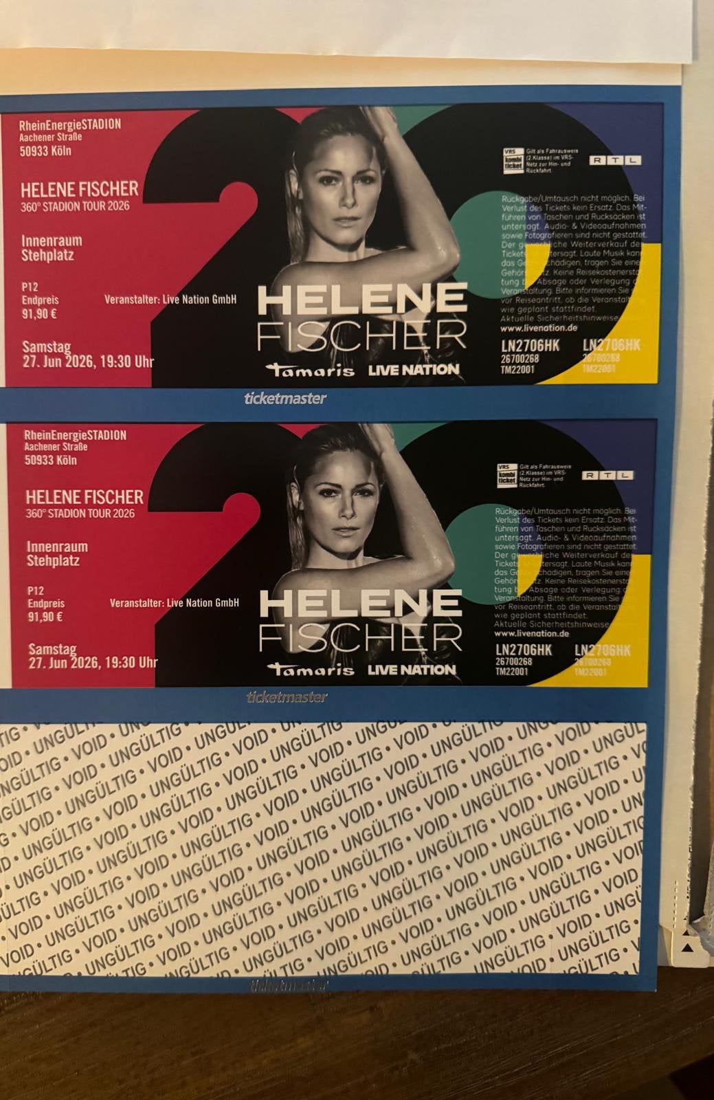 Helene Fischer kaarten, Twee personen, Juni