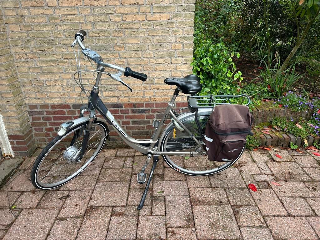 Gazelle damesfiets met fietstassen ZONDER ACCU, Ophalen, Velgrem, Gazelle, 53 tot 56 cm