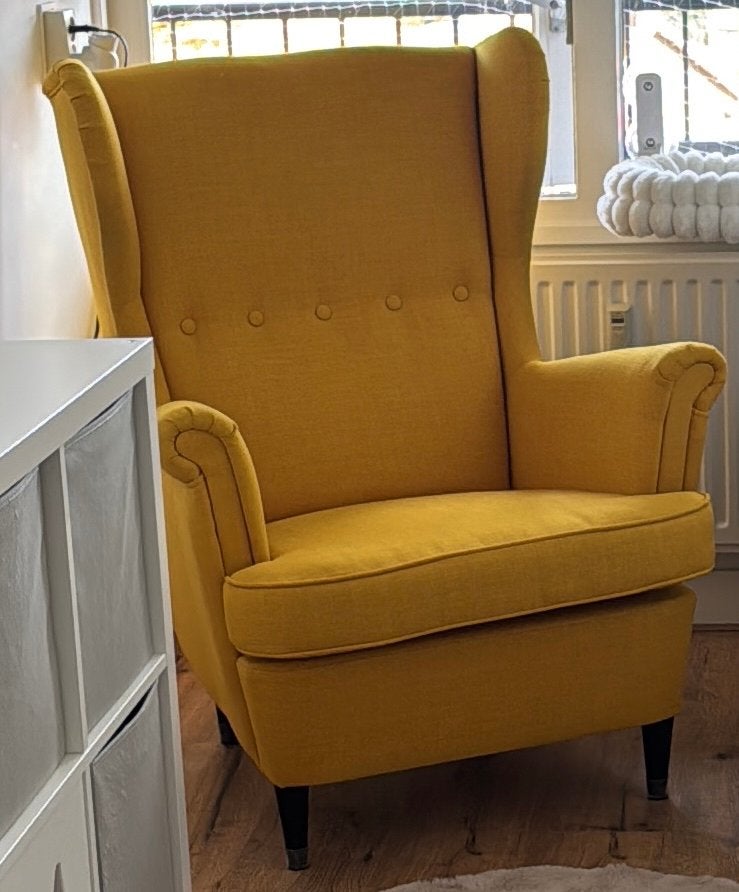 IKEA Strandmon fauteuil - Geel - Zo goed als nieuw, Ophalen, Zo goed als nieuw, Stof, 75 tot 100 cm