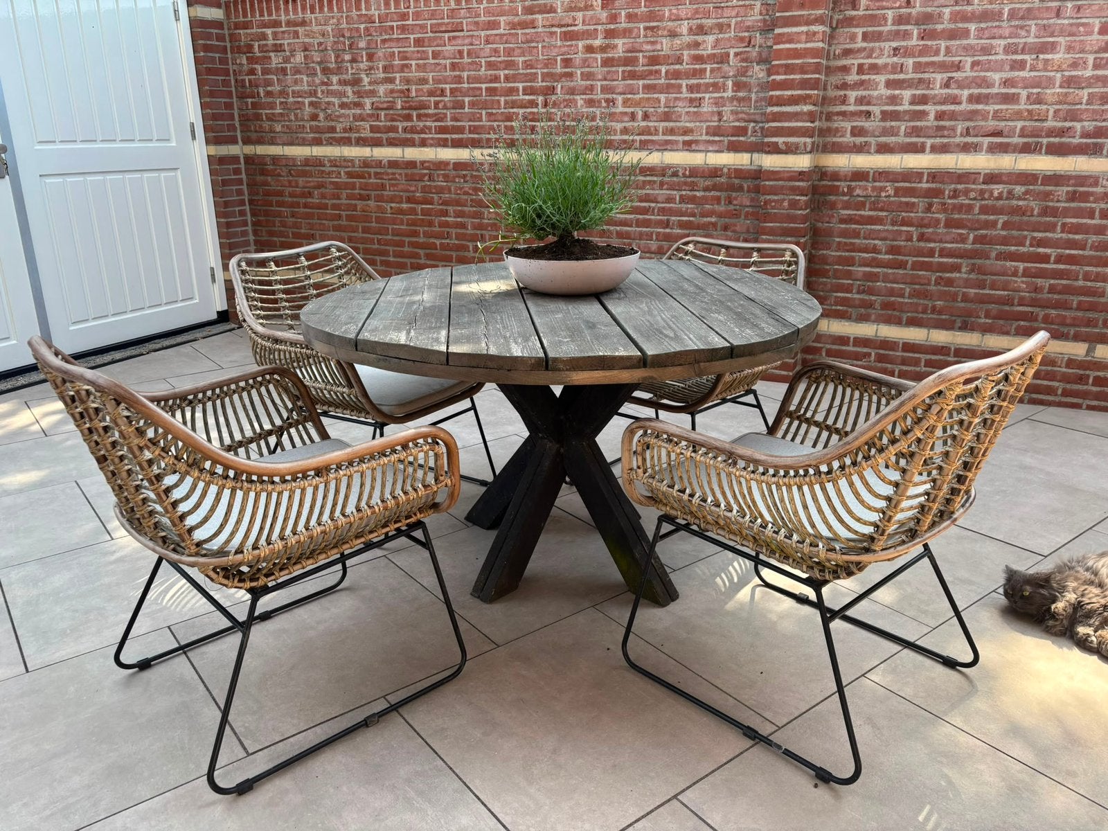 Eettafel set, Tuin en Terras, Tuinsets en Loungesets, Ophalen, 4 zitplaatsen, Gebruikt, Eettafel