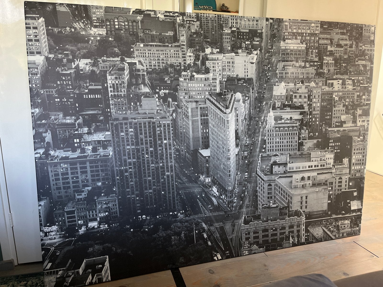 Groot New York Stadsgezicht Canvas - Zwart-wit, 125 cm of meer, Ophalen of Verzenden, Zo goed als nieuw, Schilderij
