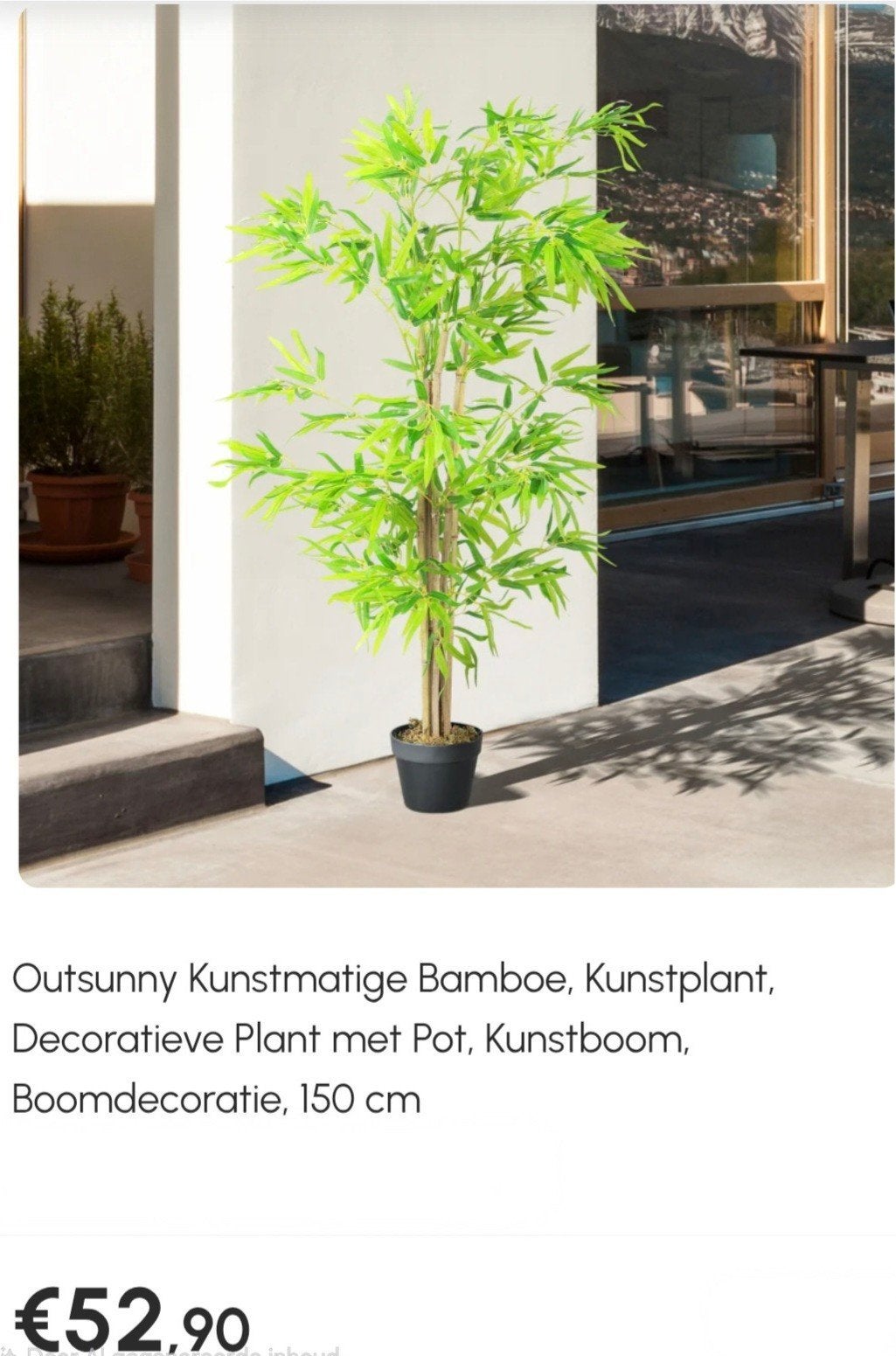 Outsunny Kunstmatige Bamboe Kunstplant 150 cm, Groen, Onderhoudsvrij, Kunstplant, Nieuw