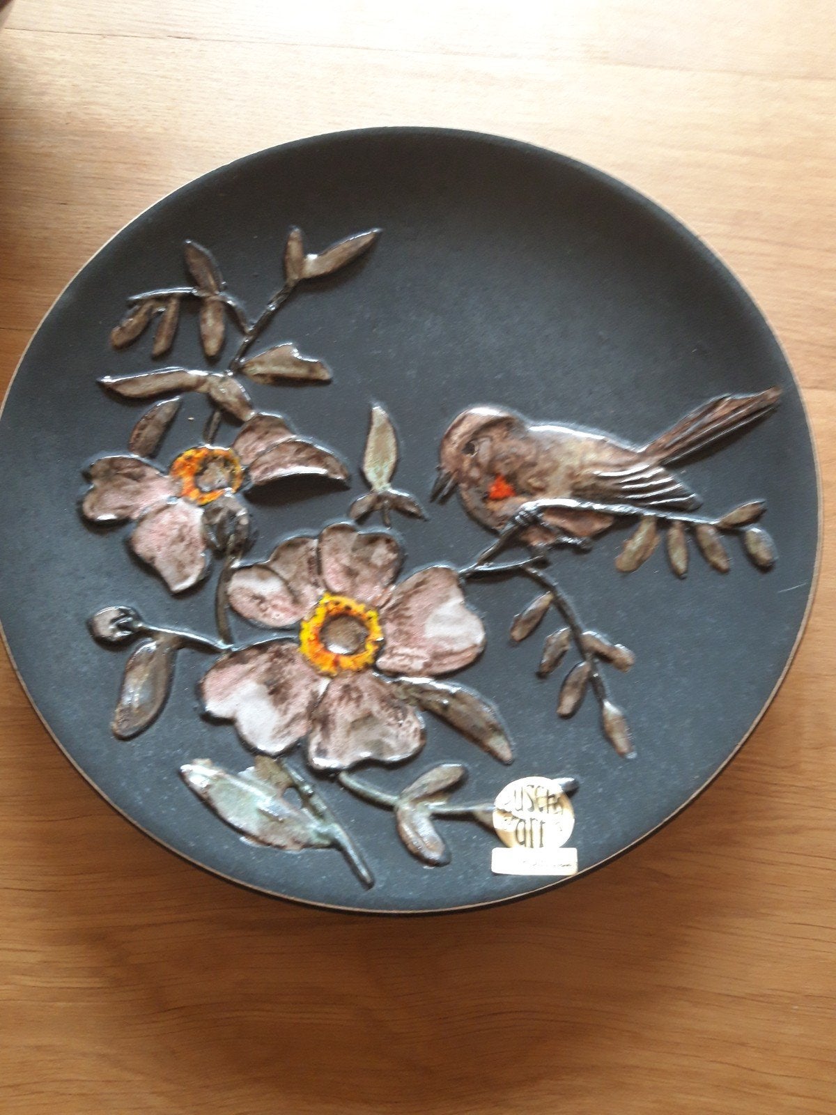 Wandbord Ruscha  Art. Duitsland. Vogel en bloemen., Ophalen of Verzenden