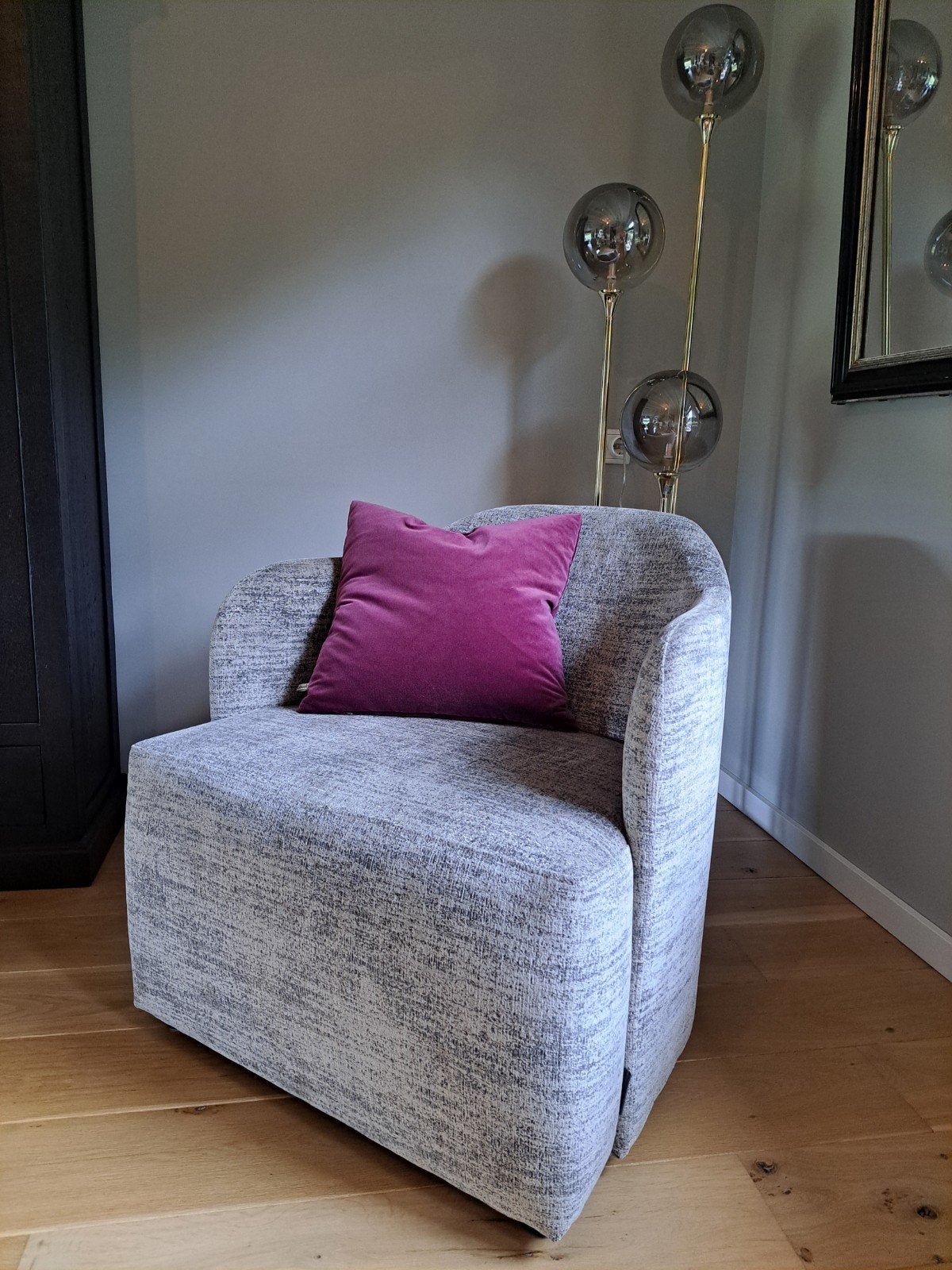 Nieuw!! Hofstede Raanhuis ronde fauteuil, 3D velvet velours, Ophalen, Organisch, ronde design, Nieuw, 75 tot 100 cm