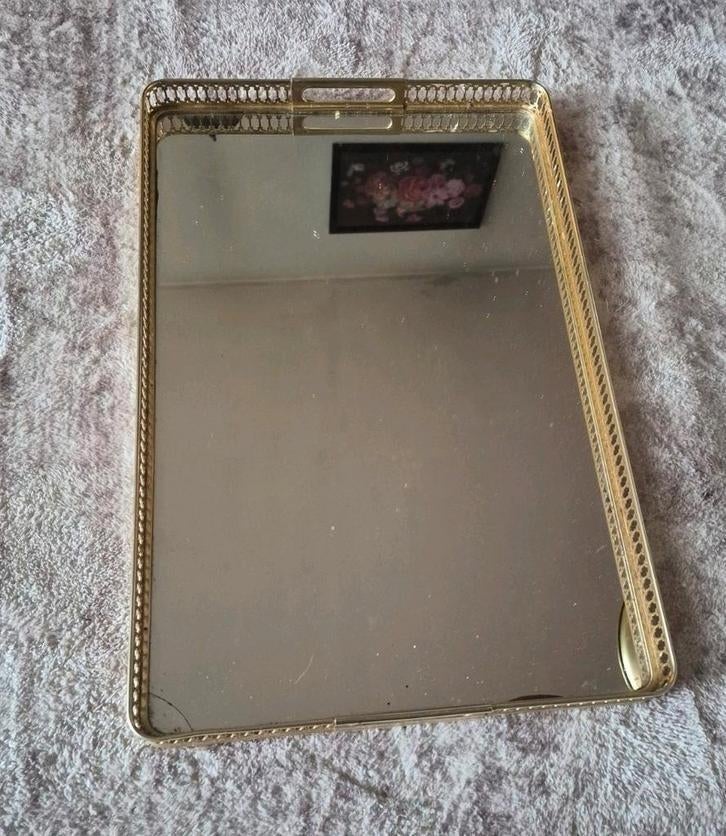 Hollywood Regency dienblad messing glas Italie, Huis en Inrichting, Woonaccessoires | Dienbladen, Ophalen of Verzenden, Zo goed als nieuw