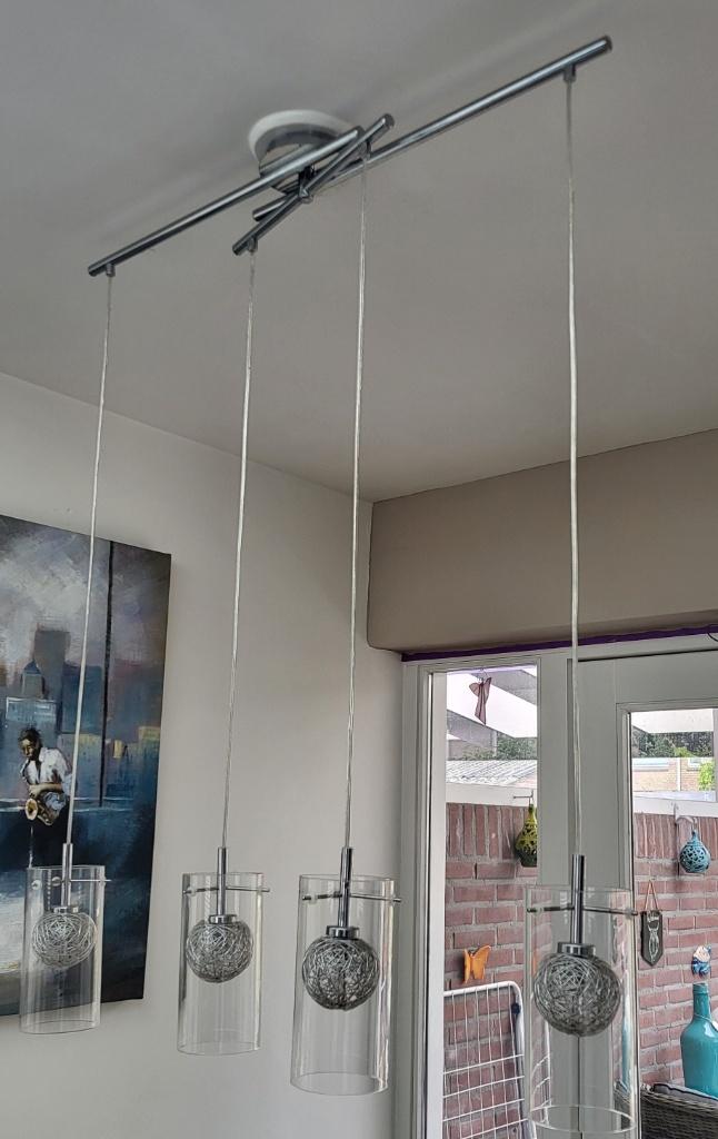 Hanglamp eetkamer, Ophalen, Zo goed als nieuw, Glas, 75 cm of meer