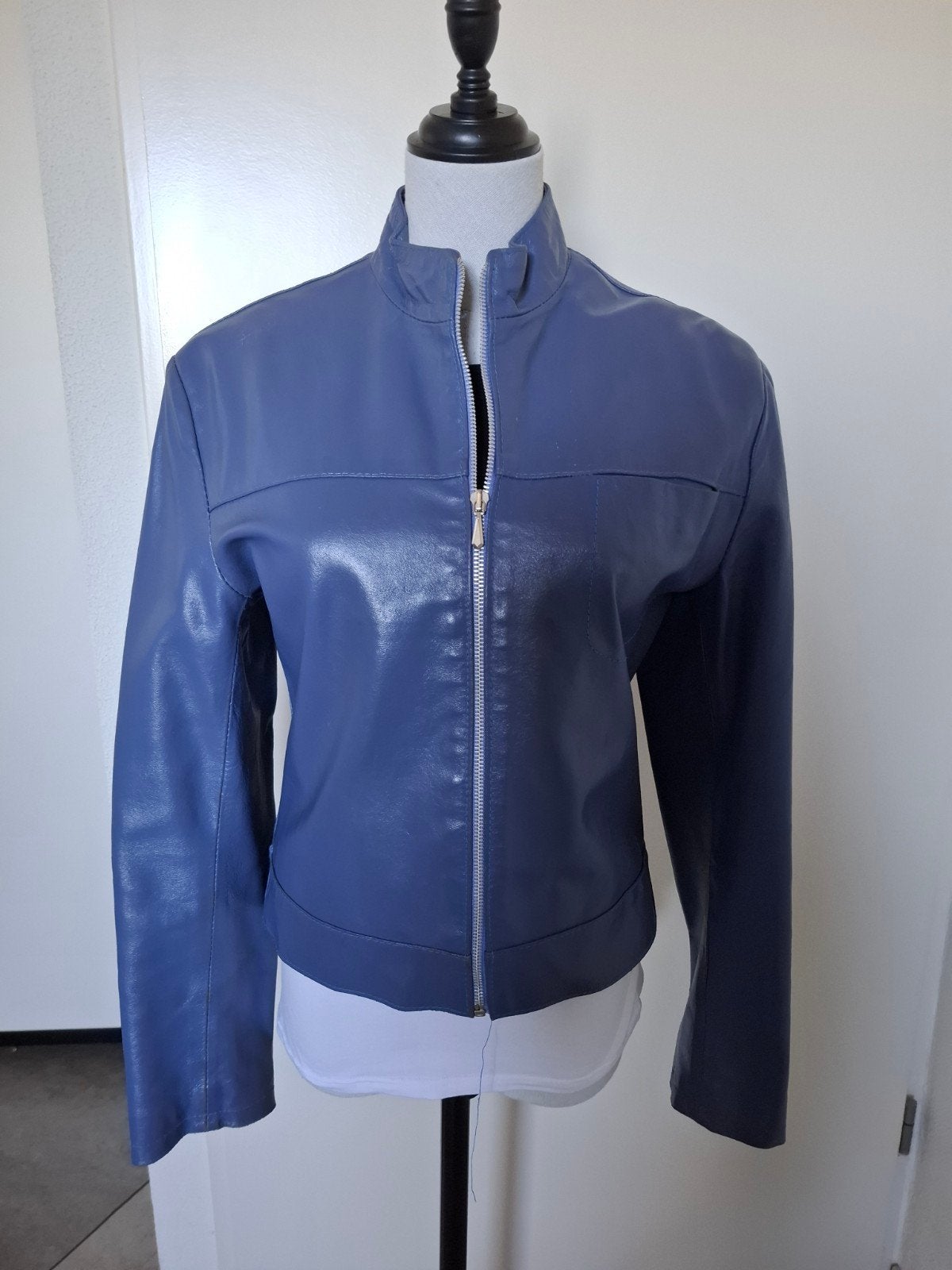 Stijlvol blauw leren jasje van MNP, maat M, Maat 38/40 (M), MNP, Blauw, Ophalen of Verzenden