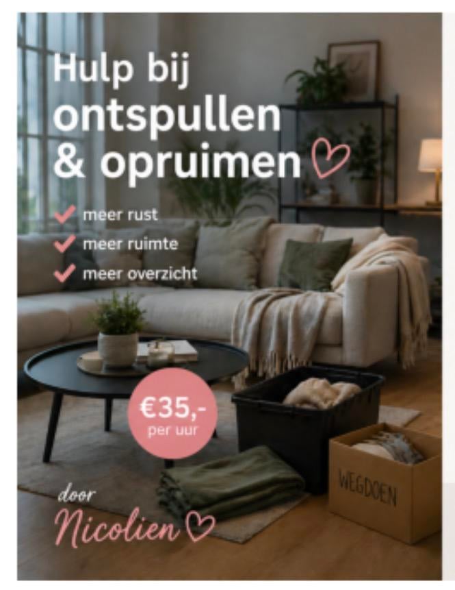 Hulp bij ontspullen & opruimen – weer rust en ruimte in huis, Vacatures, Vanaf 10 jaar, Overige vormen