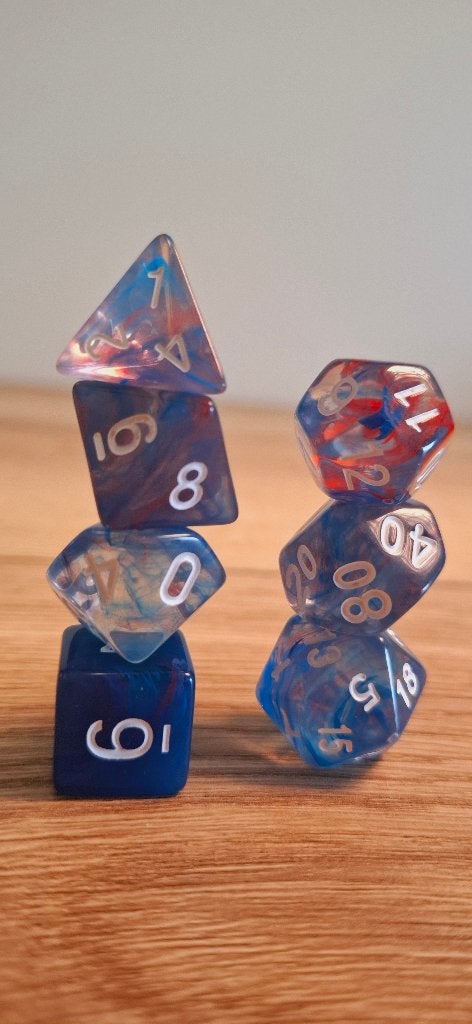 D&D Dobbelstenen Set Blood in the Water Shark Ocean Swirl, Onbekend, Overige soorten, Ophalen of Verzenden, Zo goed als nieuw