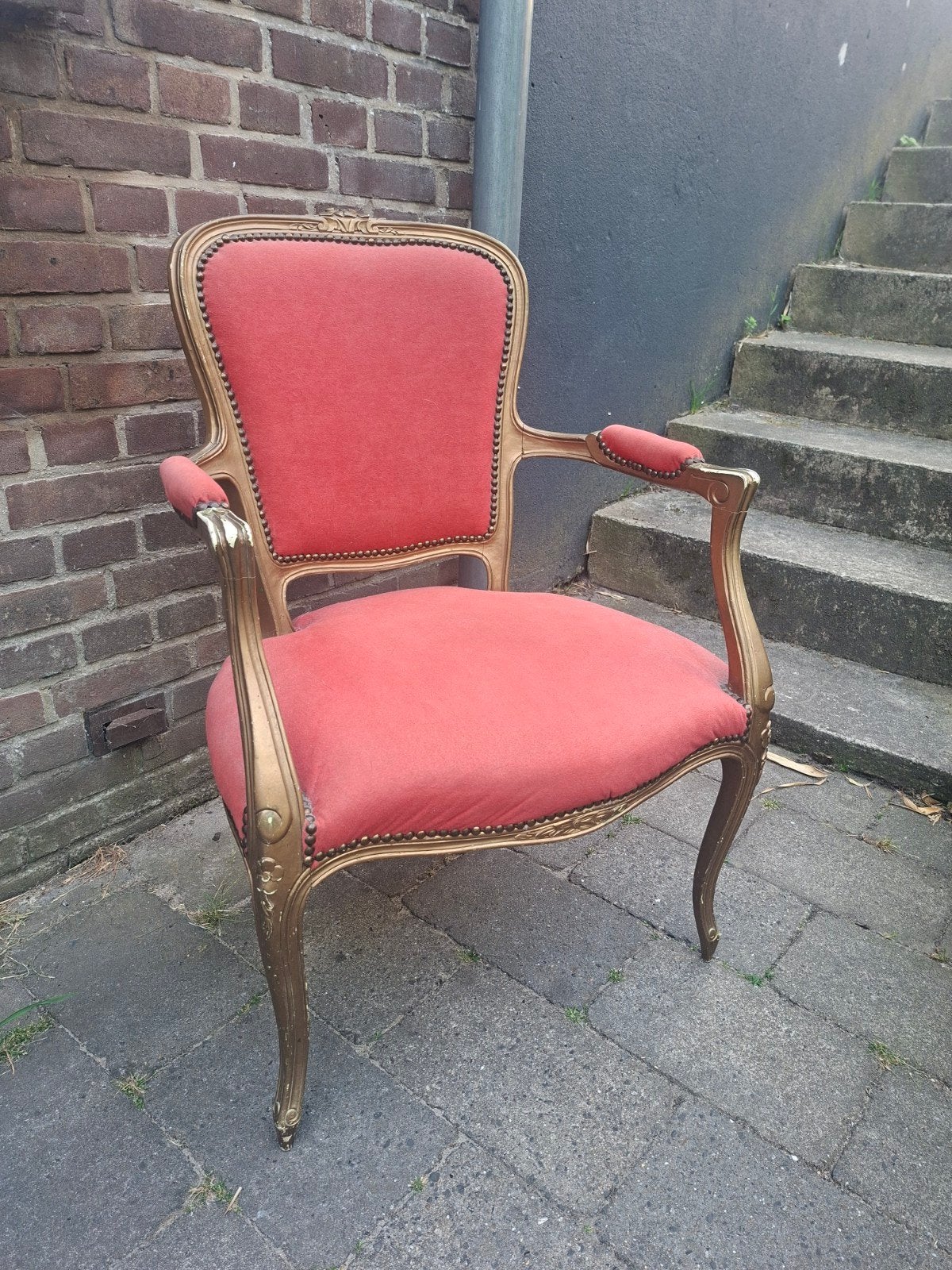 Vintage Barok Stoeltje - Opnieuw Bekleed in Roze, Ophalen