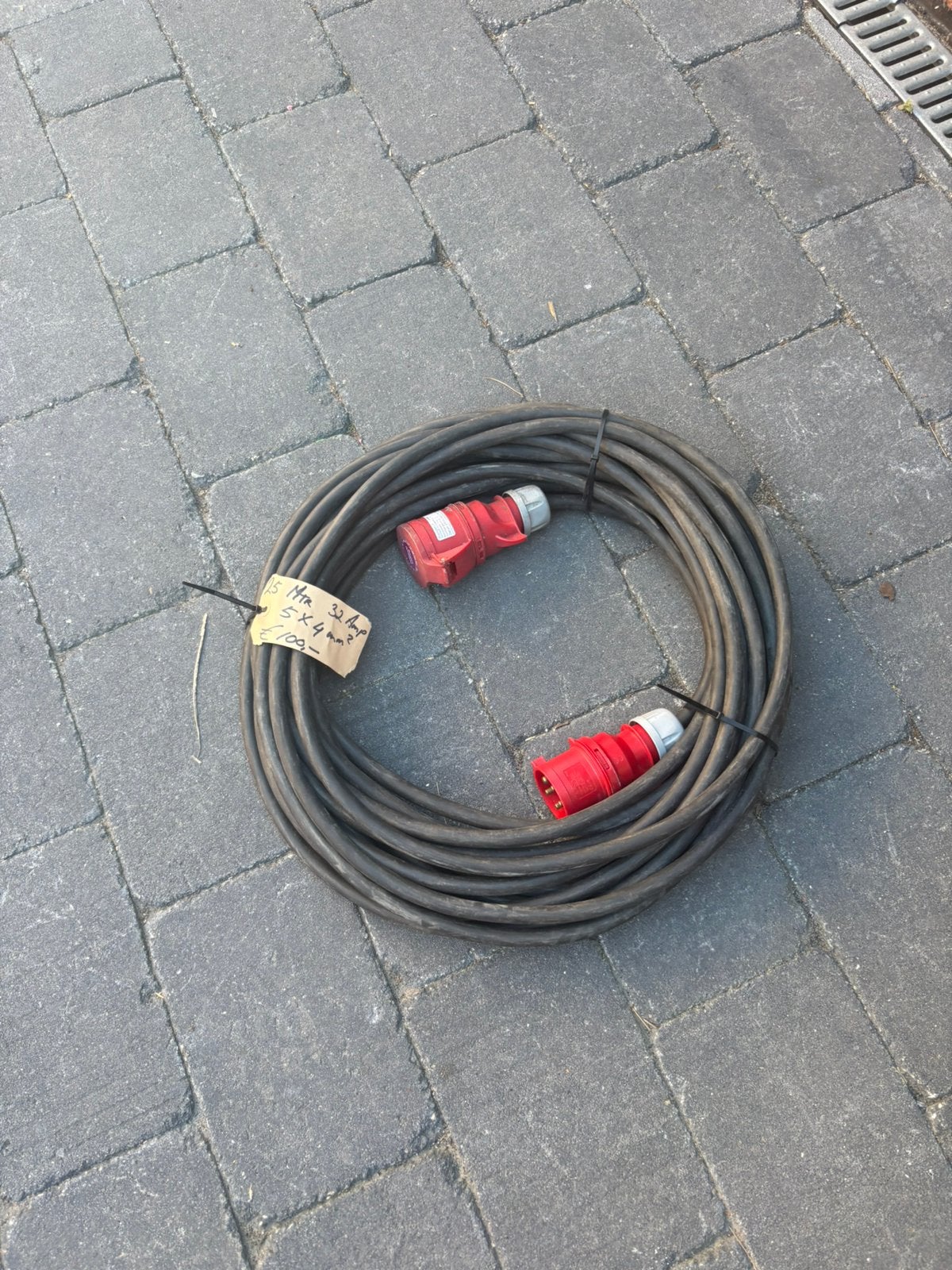 25 meter krachtstroom kabel 380 volt. 32Amp 5 x G4mm2, Ophalen of Verzenden, Zo goed als nieuw, X, X