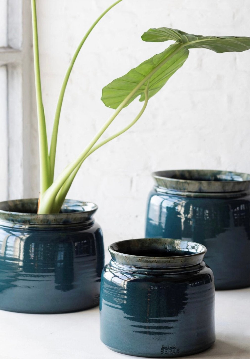Pot Reactive Blue by Serax / M / ZGAN, Tuin en Terras, Bloempotten, Ophalen, Rond, Zo goed als nieuw, Aardewerk
