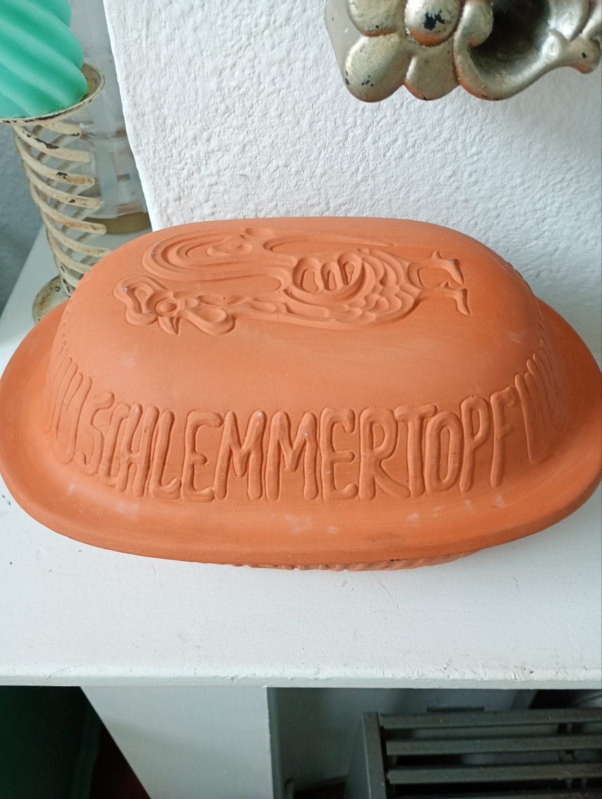Römertopf Schlemmerpan - Terracotta Ovenschaal, Gebruikt, Met deksel, Overige typen, Ophalen of Verzenden
