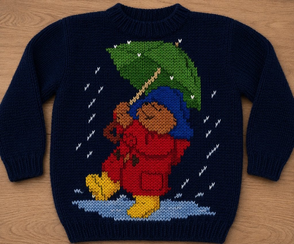 Paddington in de regen trui breipatroon, Ophalen of Verzenden, Zo goed als nieuw, Breien, Patroon of Boek