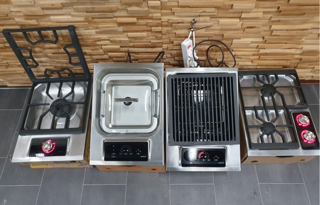 Luxe Wolf inbouw Steamer Wokbrander 2pits & elektrische gril, Niet ingevuld, Niet ingevuld, Ophalen of Verzenden, Zo goed als nieuw