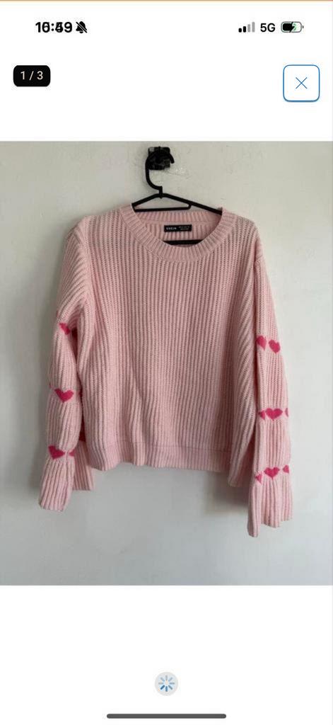 Roze gebreide trui met hartjes xs, Kleding | Dames, Truien en Vesten, Ophalen of Verzenden, Zo goed als nieuw, Maat 34 (XS) of kleiner