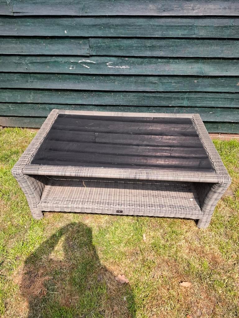 Tuin salontafel met glasplaat - Wicker, 120x80x45cm, Tuin en Terras, Tuintafels, Ophalen