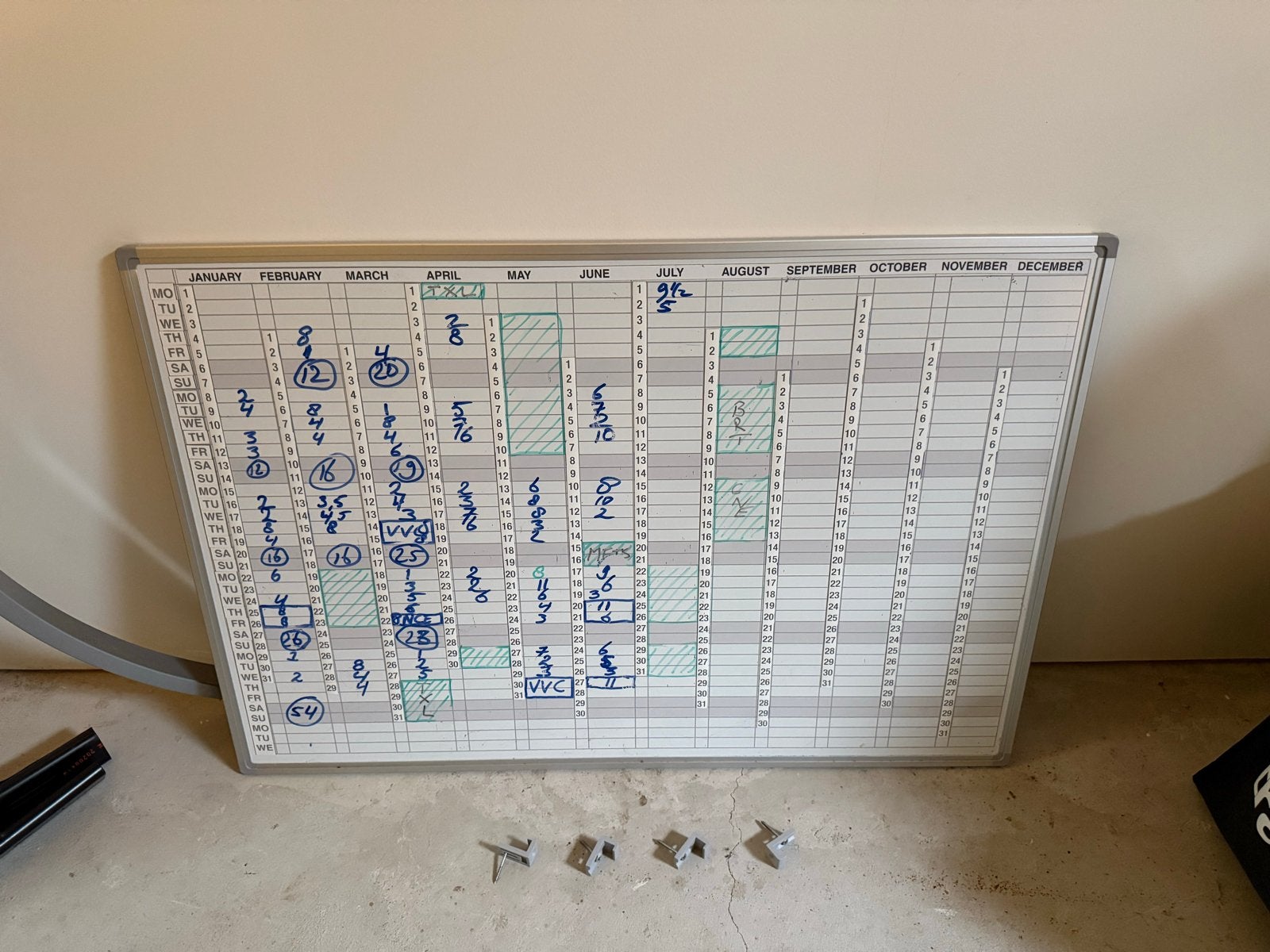 Planbord met magnetische maanden en dagen, Diversen, Kalenders, Ophalen, Dagkalender