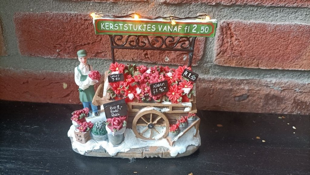 kersthuisje met verlichting bloemenkraam, Ophalen of Verzenden, Zo goed als nieuw