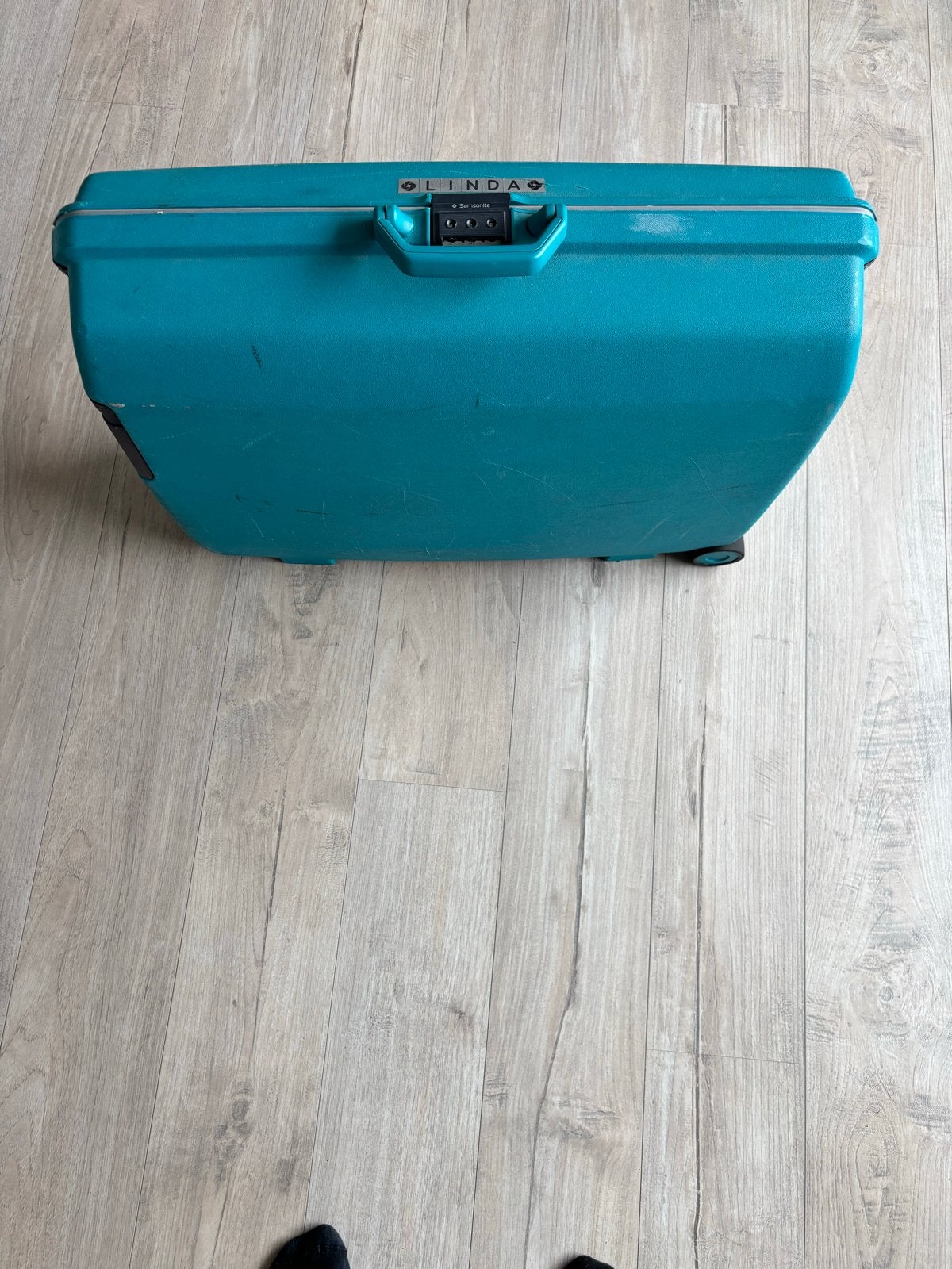 Samsonite Koffer - Turquoise, Vintage Stijl, 60 tot 70 cm, Gebruikt, Hard kunststof, 45 tot 55 cm