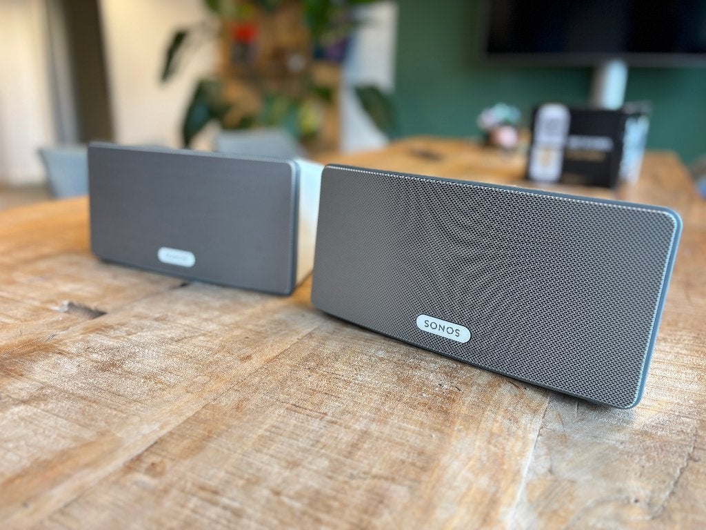 2x Sonos Play:3 – Stereo Set, Audio, Tv en Foto, Luidsprekers, Ophalen, Gebruikt, 60 tot 120 watt, Sonos