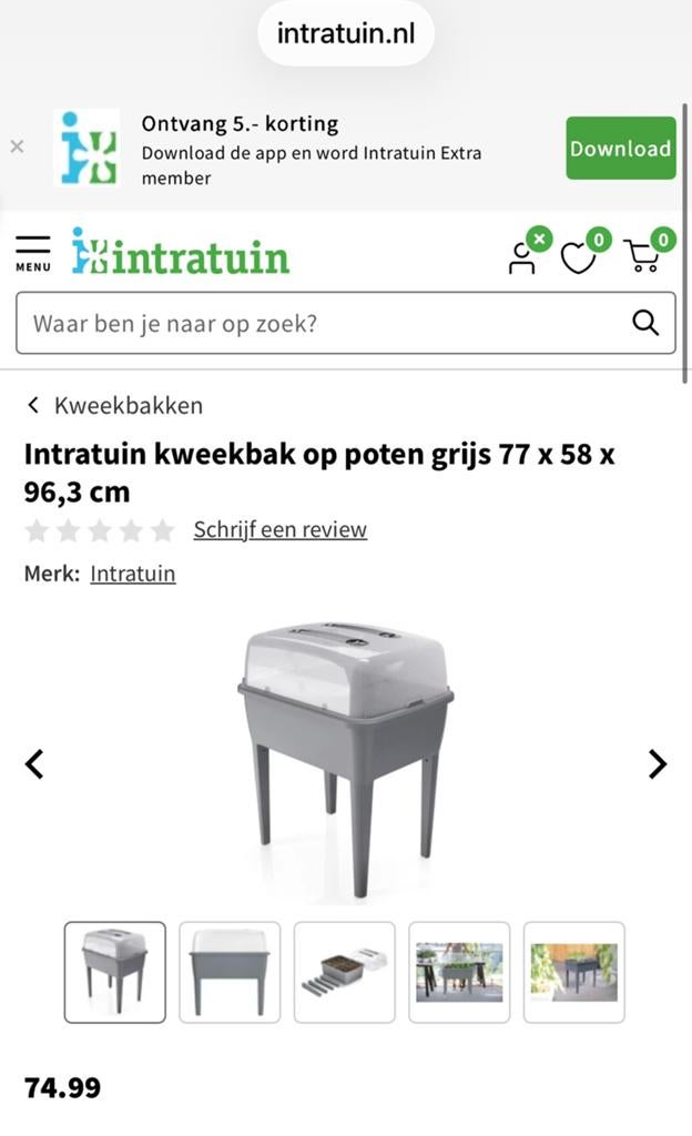 Kweekbak op poten, Ophalen, Kweekbak