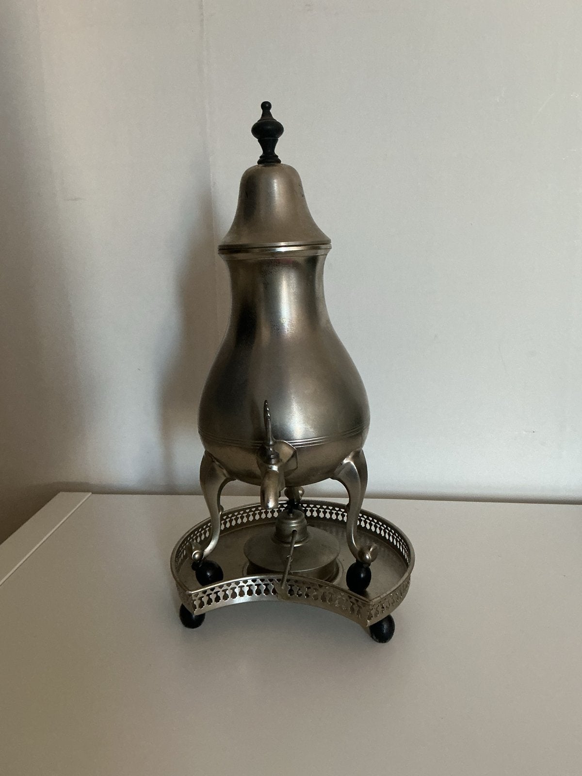 Antieke tinnen koffie- of theepercolator met brander, Ophalen of Verzenden
