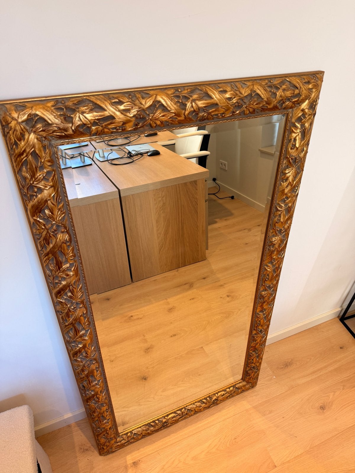 Grote vintage barok spiegel goud – 138 x 78 cm, Huis en Inrichting, Ophalen, Rechthoekig