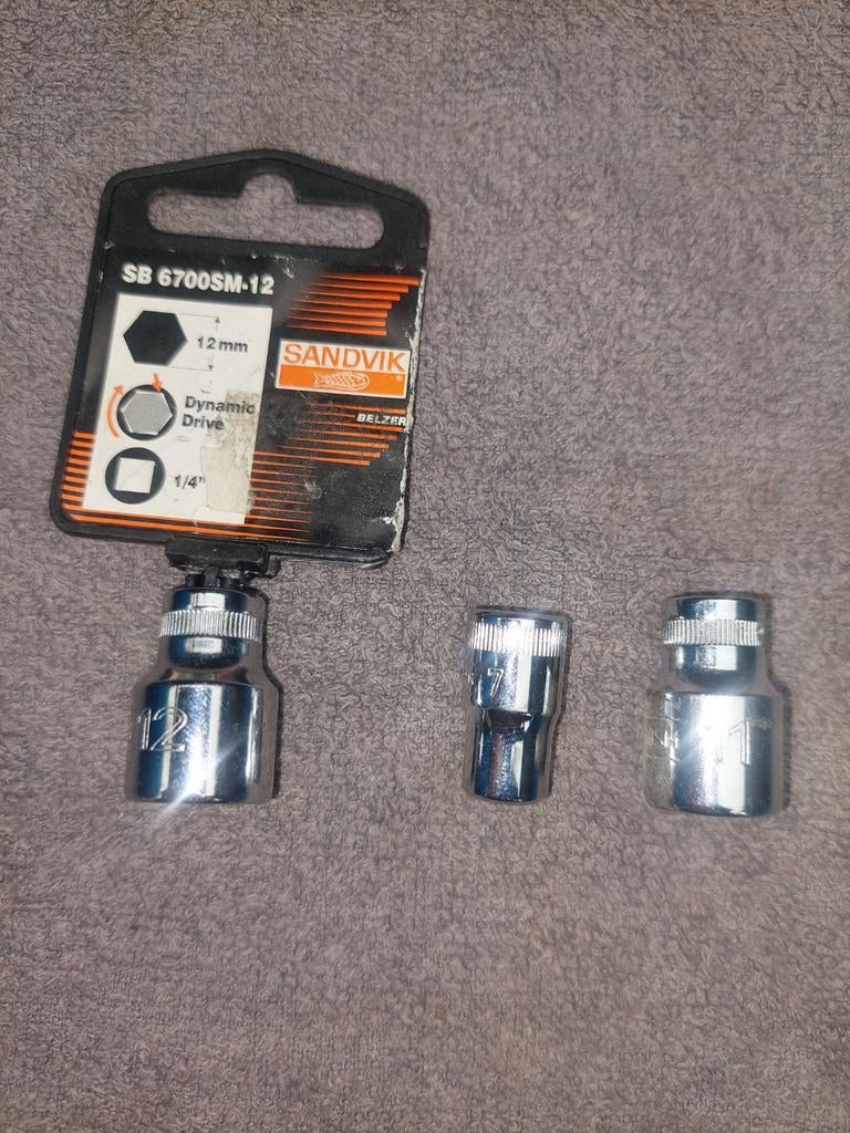 Sandvik Belzer Dop 1/4" - 7mm, 11mm, 12mm, Verzenden, Gebruikt