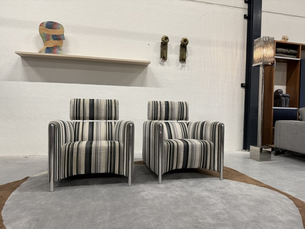 2 Leolux Goncharov Fauteuil wit zwart stof Design stoel, Huis en Inrichting, Leolux, Info@leolux.nl, 75 tot 100 cm, Ophalen of Verzenden