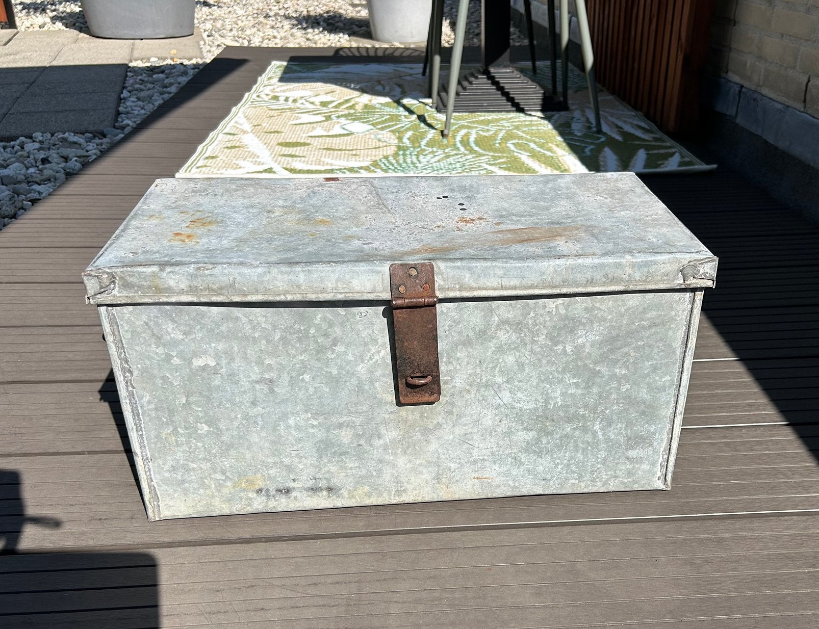 Zinken kist met deksel 52x26x25 cm, Ophalen, Gebruikt