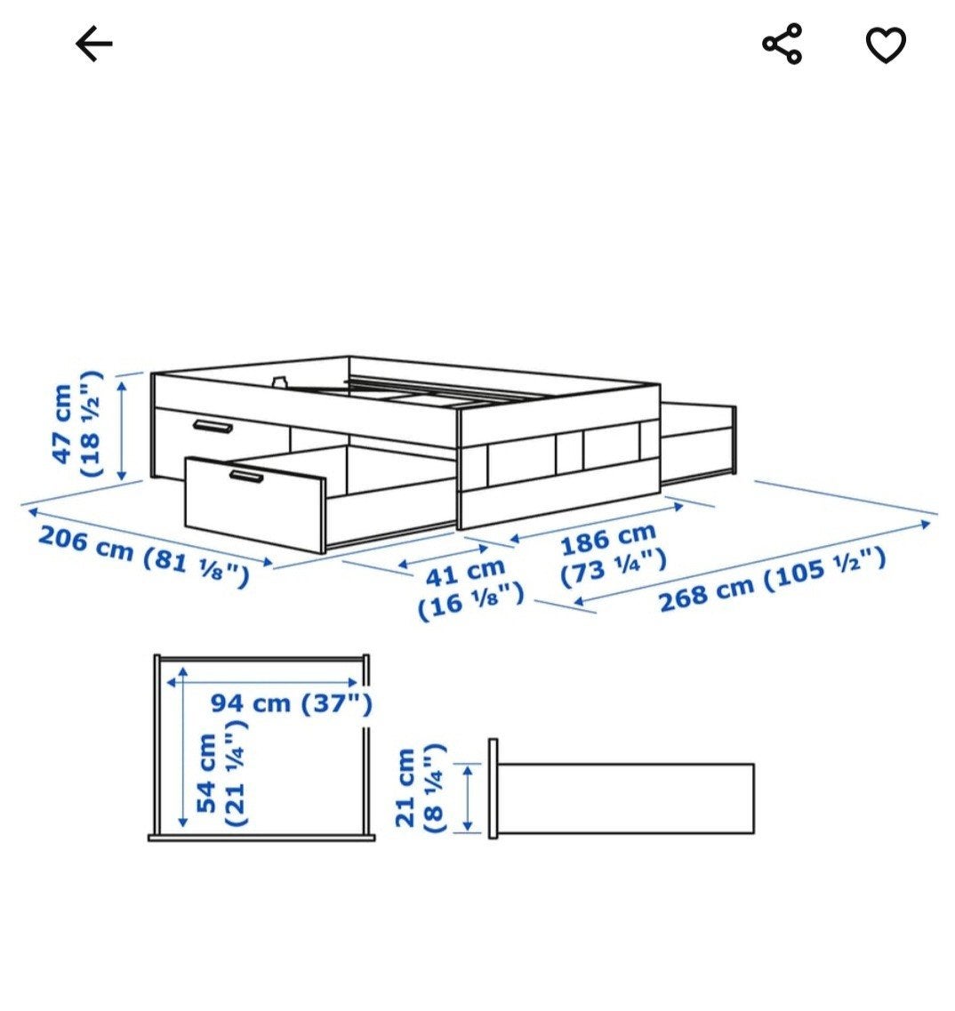 brimnes 2 persoonsbed ikea 180*200, Ophalen, Overige materialen, Gebruikt, Wit