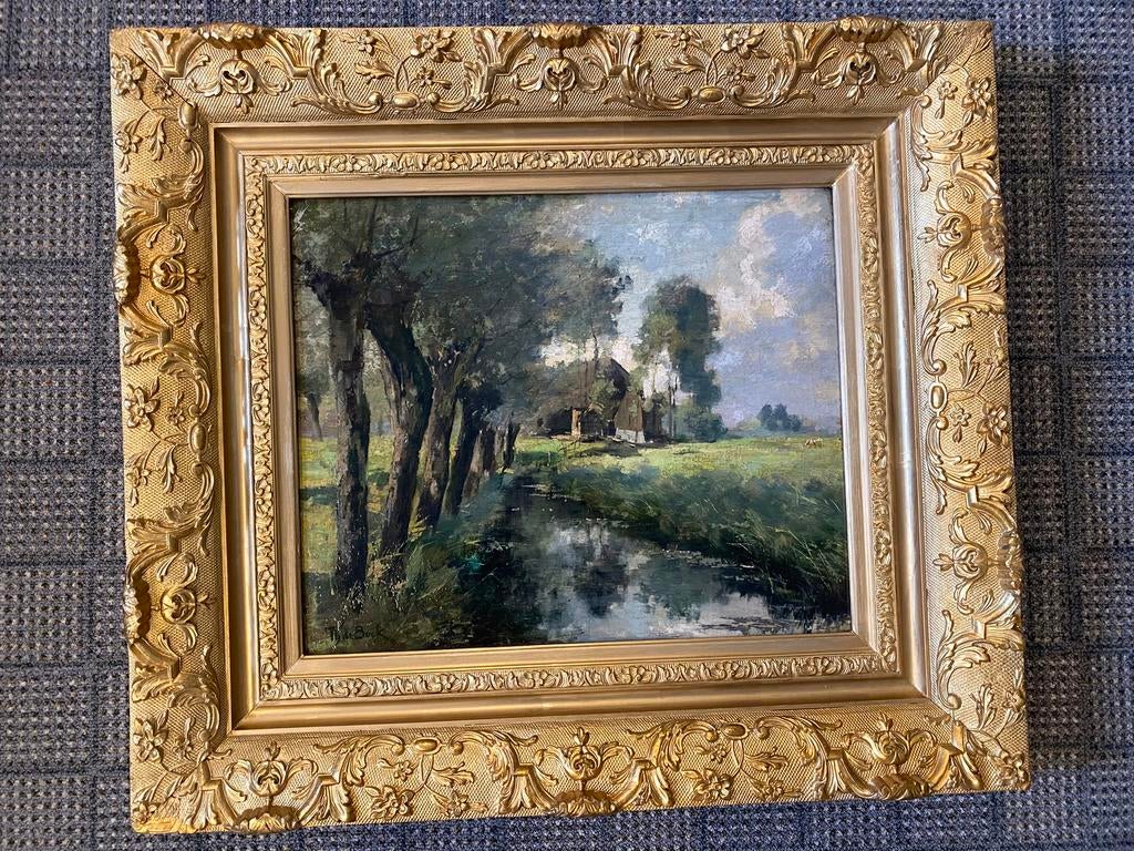 Theophile de Bock (1851-1904) ‘Knotwilgen bij sloot’, Antiek en Kunst, Ophalen