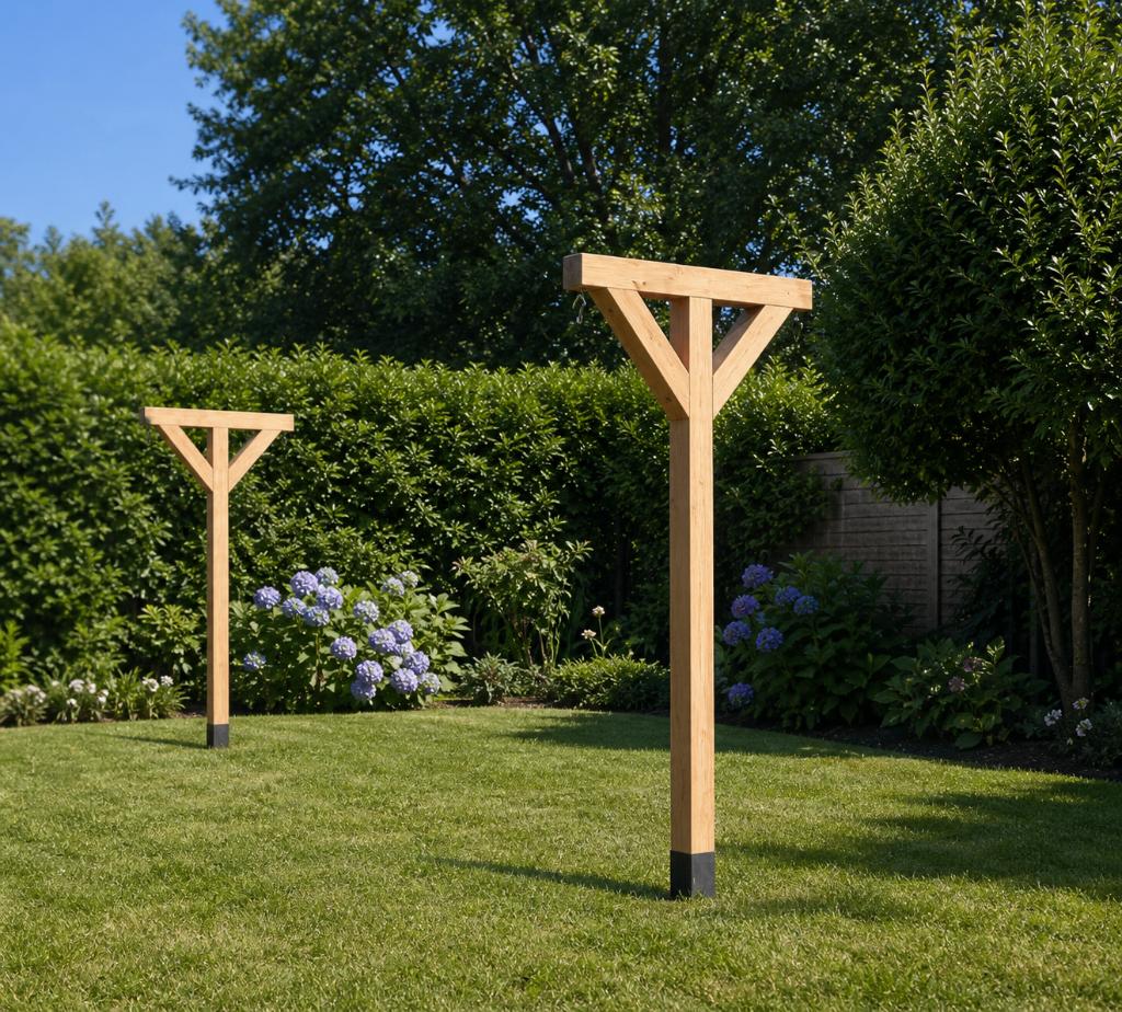 Douglas Waslijnpalen | Houten Waslijn | Robuust & Op Maat, Ophalen, Nieuw, Droogmolen