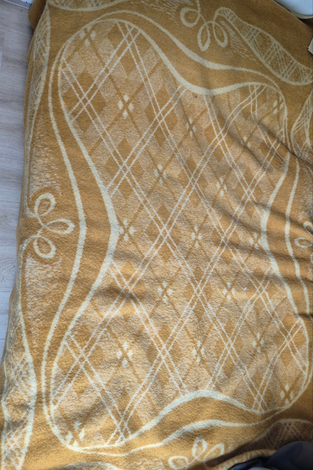 Grote 100% wollen deken vintage, Huis en Inrichting, Woonaccessoires | Plaids en Woondekens, Ophalen, Gebruikt