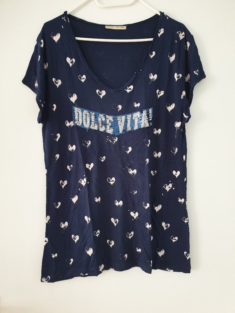 Top Bridget the label XL, Ophalen, Blauw, Maat 46/48 (XL) of groter, Korte mouw