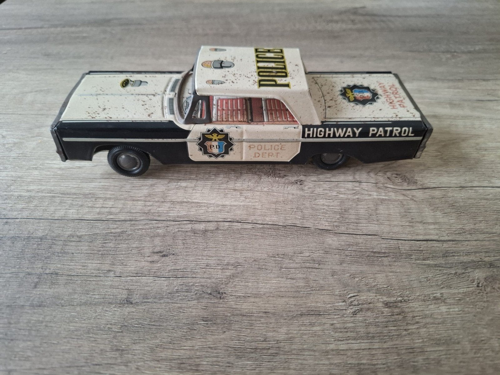 Vintage blikken politieauto - Highway Patrol, Ophalen of Verzenden, Gebruikt
