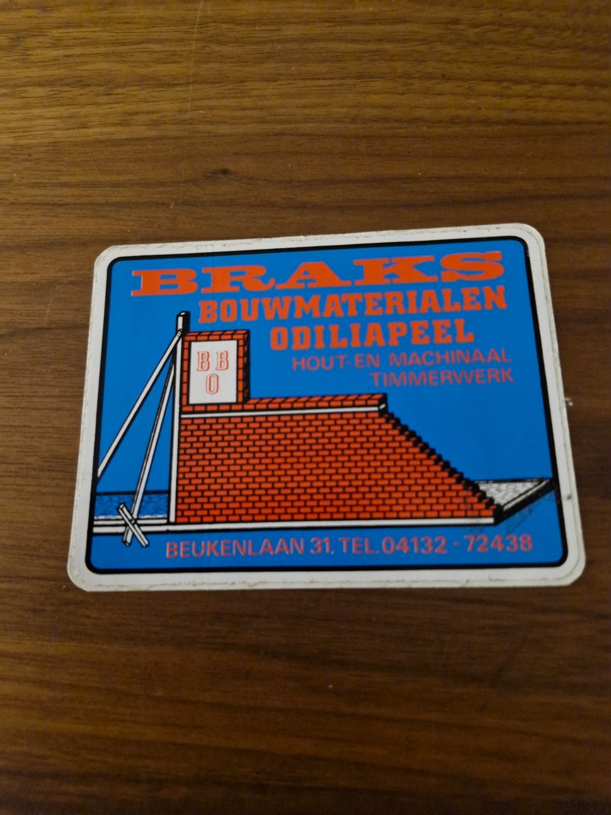 10909 Vintage sticker Braaks Bouwmaterialen Odiliapeel, Verzamelen, Ophalen of Verzenden, Gebruikt, Bedrijf of Vereniging