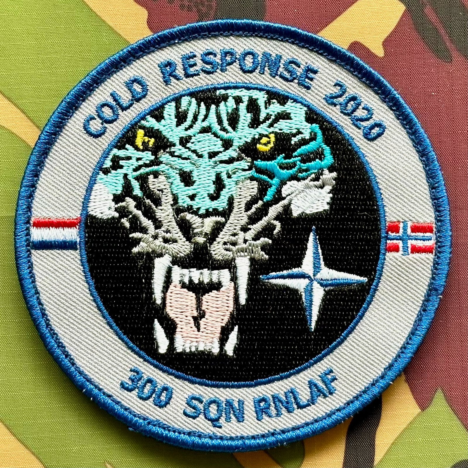 Patch RNLAF 300 SQN Cold Response 2020, Ophalen of Verzenden, Luchtmacht, Nederland, Embleem of Badge